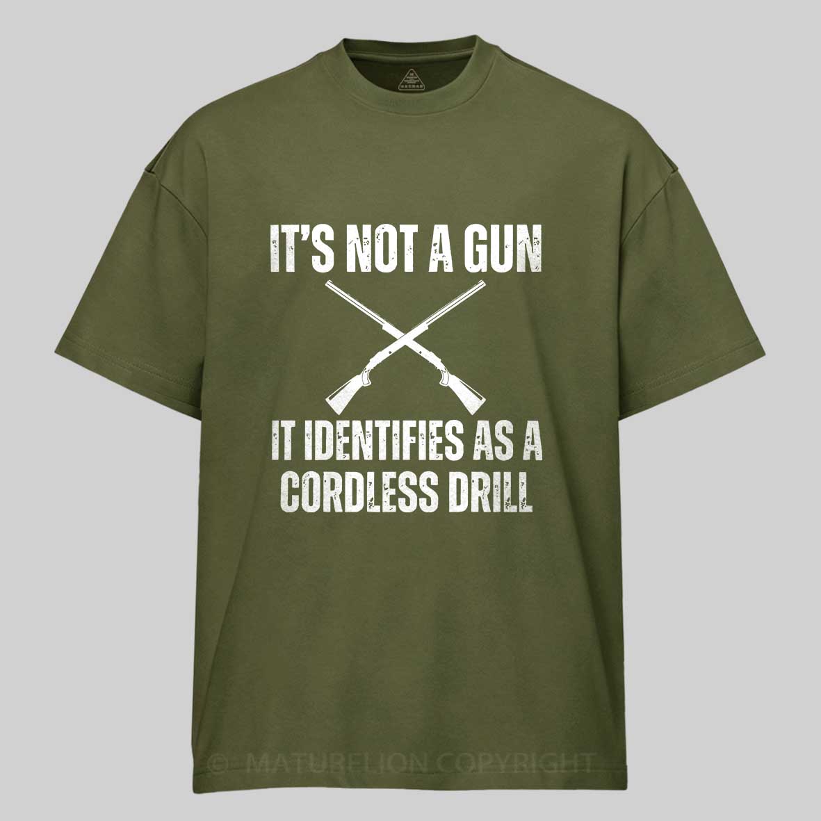 Maturelion Men's T-shirt Gun Pun Cotton T-shirt