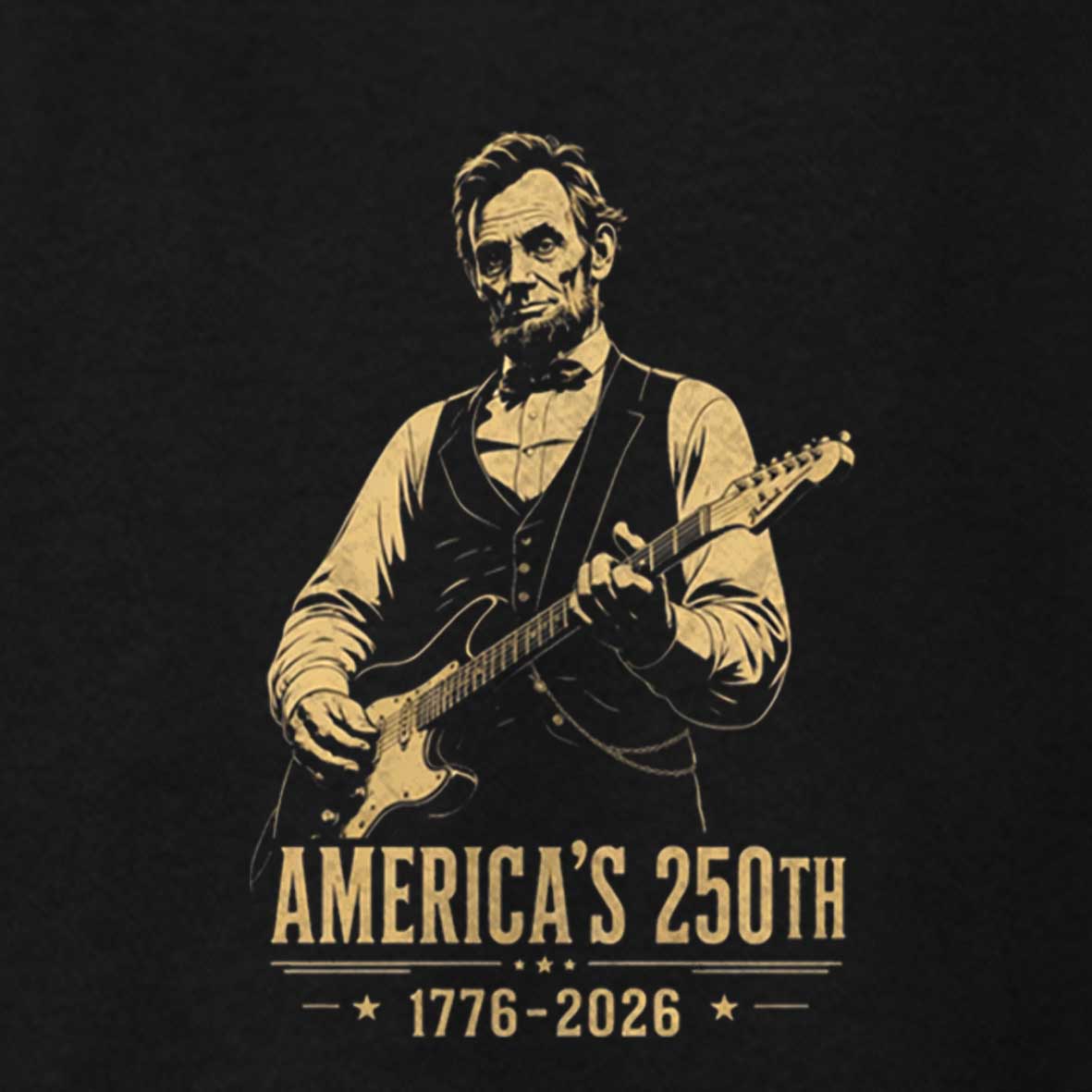 Maturelion Abraham Lincoln Playing Guitar 250th Anniversary T-shirt