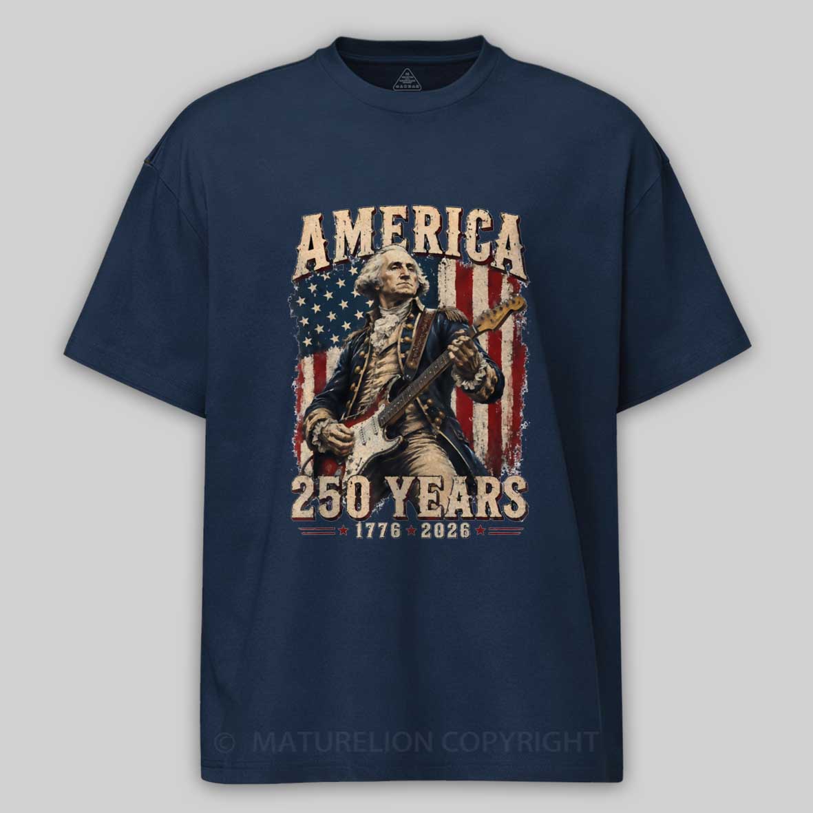 Maturelion George Washington Playing Guitar 250 Anniversary T-shirt 