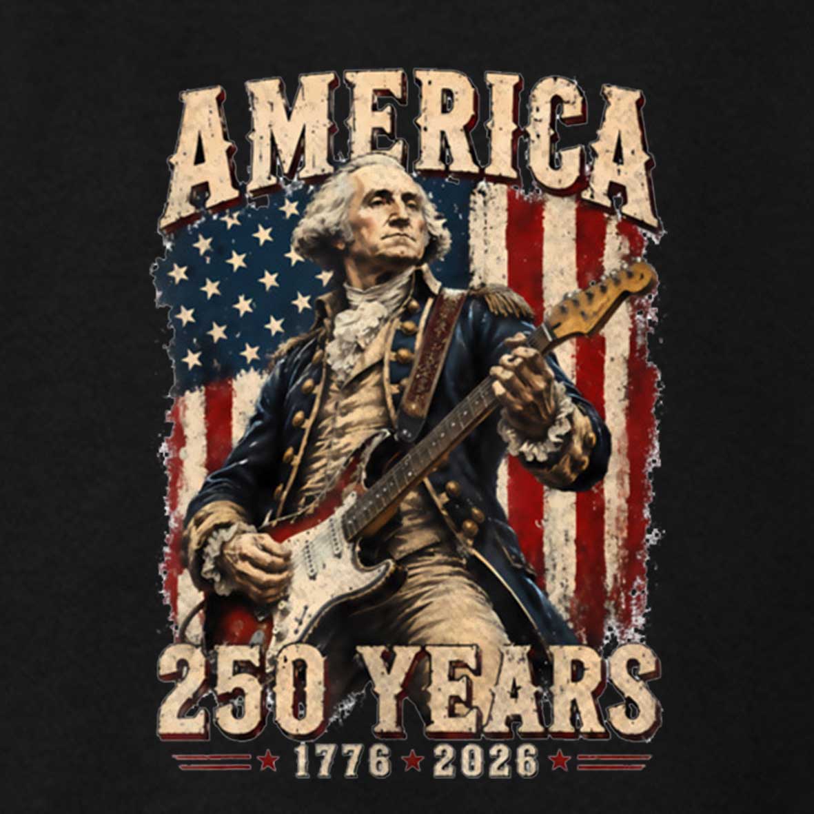Maturelion George Washington Playing Guitar 250 Anniversary T-shirt 