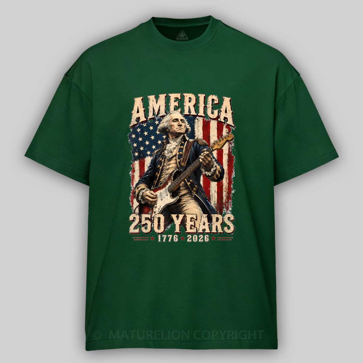 Maturelion George Washington Playing Guitar 250 Anniversary T-shirt 