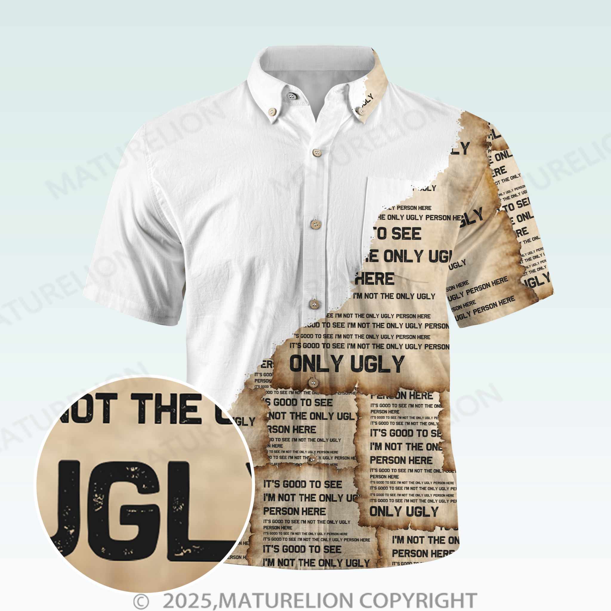 Maturelion Men's Button Pocket ShirtIt's Good To See I'm Not The Only Ugly Person Here Hawaiian Shirt