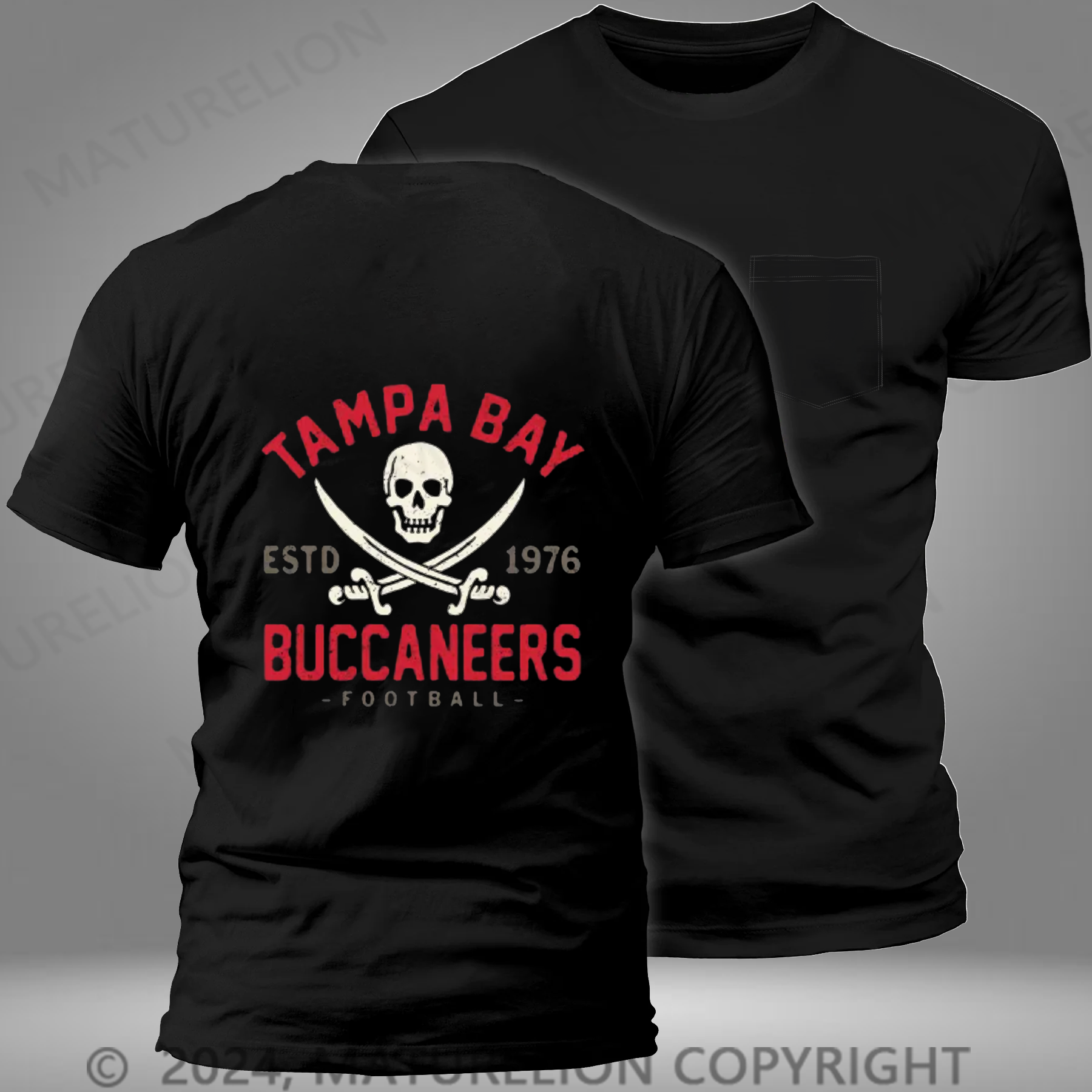 Maturelion Super Bowl  T-Shirt Retro Tampa Bay Buccaneers by Buck Pocket T-shirt