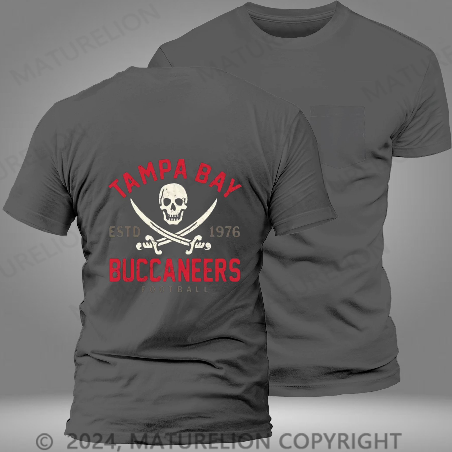 Maturelion Super Bowl  T-Shirt Retro Tampa Bay Buccaneers by Buck Pocket T-shirt