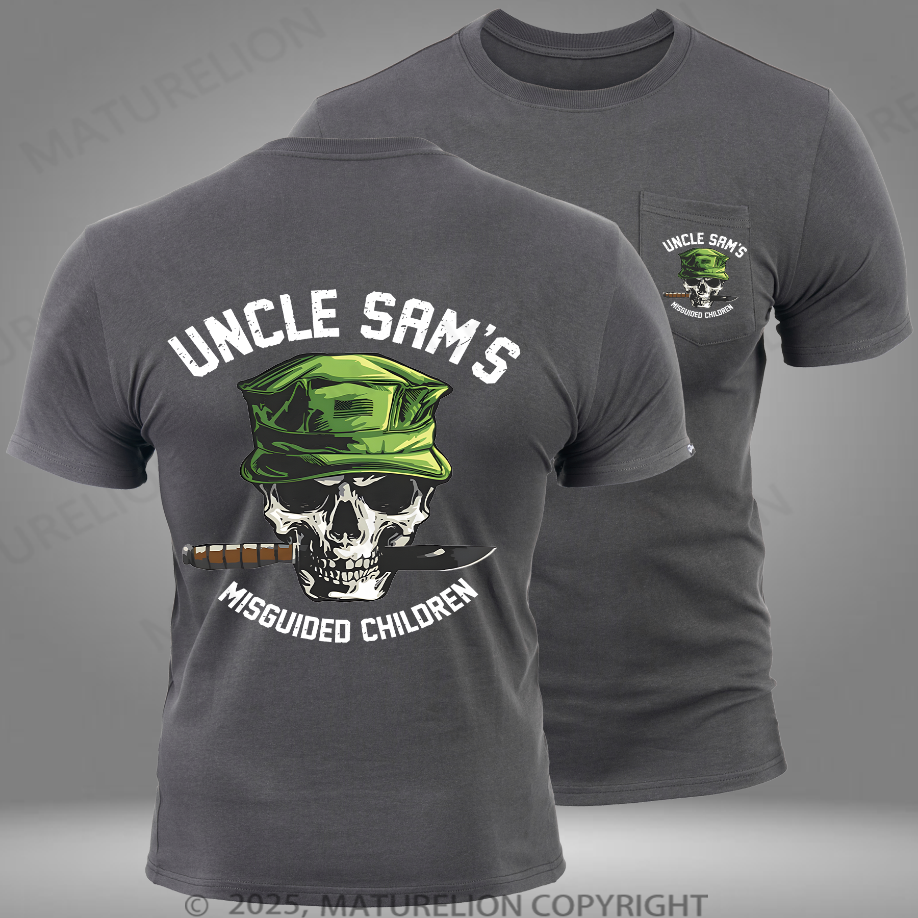 Maturelion Men's T-Shirt Uncle Sam's Misguided Children Pocket T-shirt