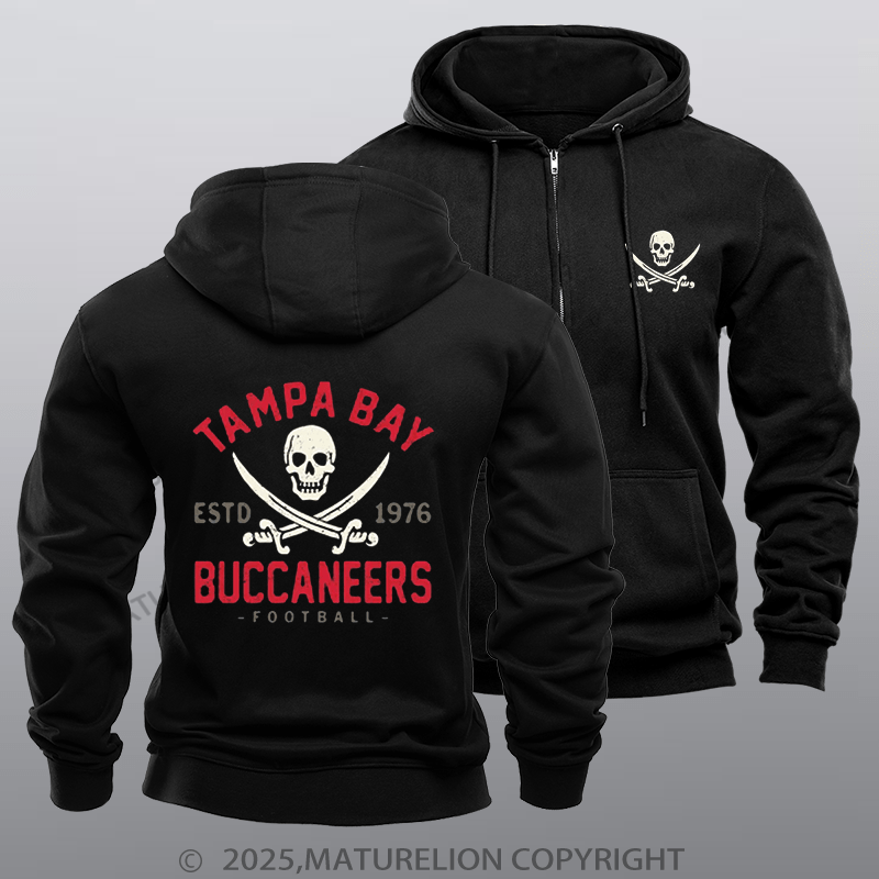 Maturelion Super Bowl Hoodie Retro Tampa Bay Buccaneers by Buck Fleece Zipper Hoodie