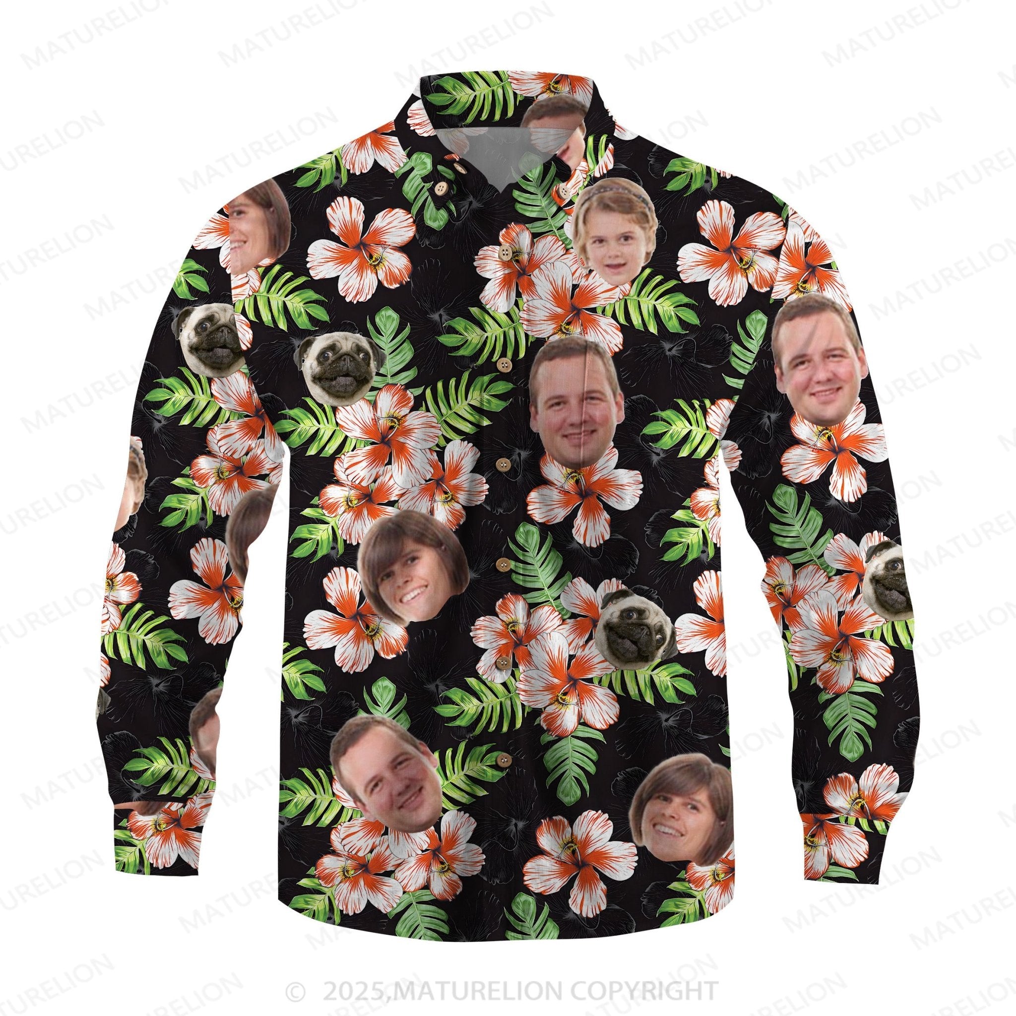 Maturelion Aloha Shirts Custom Hawaiian Shirt with Your Own Face Hawaiian Shirt