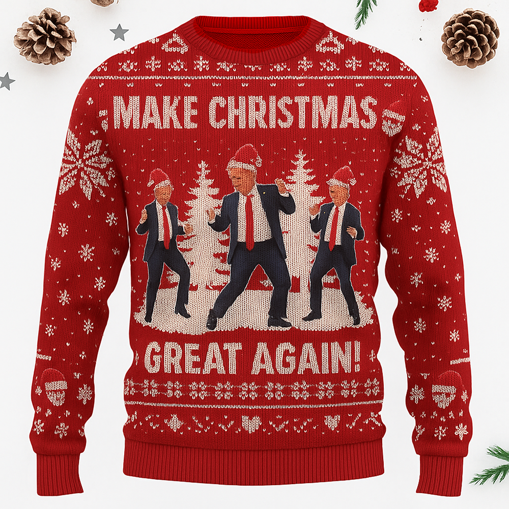 Maturelion Funny Trump Dancing Christmas Ugly Sweater