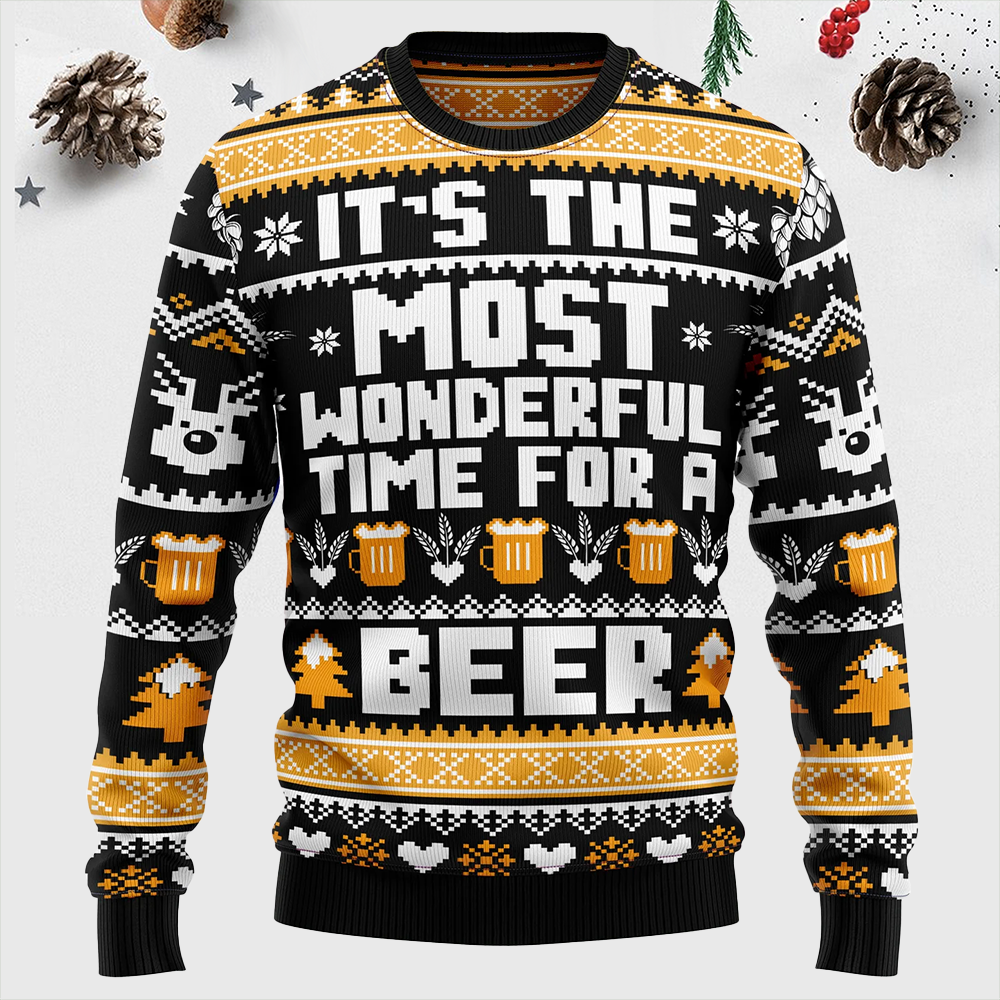 Maturelion Beer Merry Christmas Ugly Sweater
