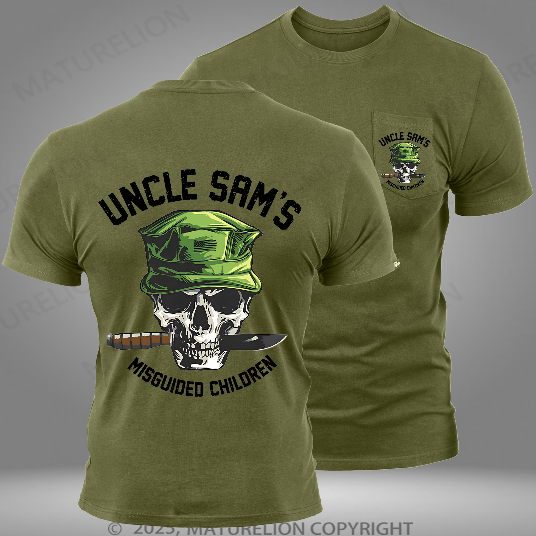 Maturelion Men's T-Shirt Uncle Sam's Misguided Children Pocket T-shirt