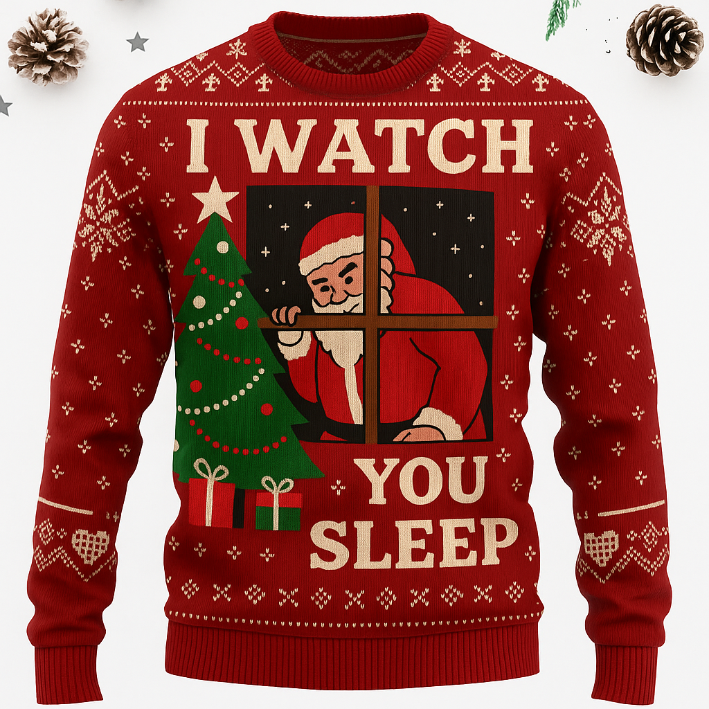 Maturelion I Watch You Sleep Funny Christmas Ugly Sweater