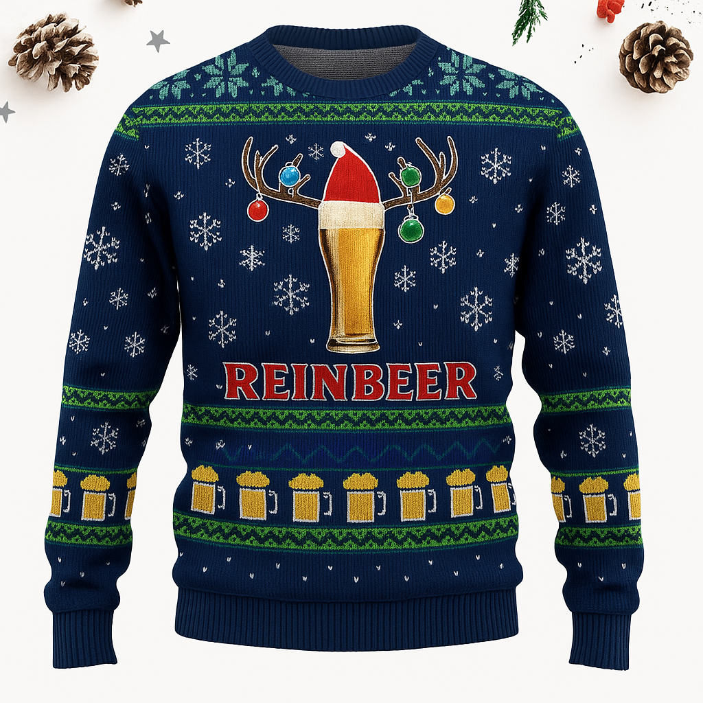 Maturelion Reinbeer Beer Funny Christmas Ugly Sweater
