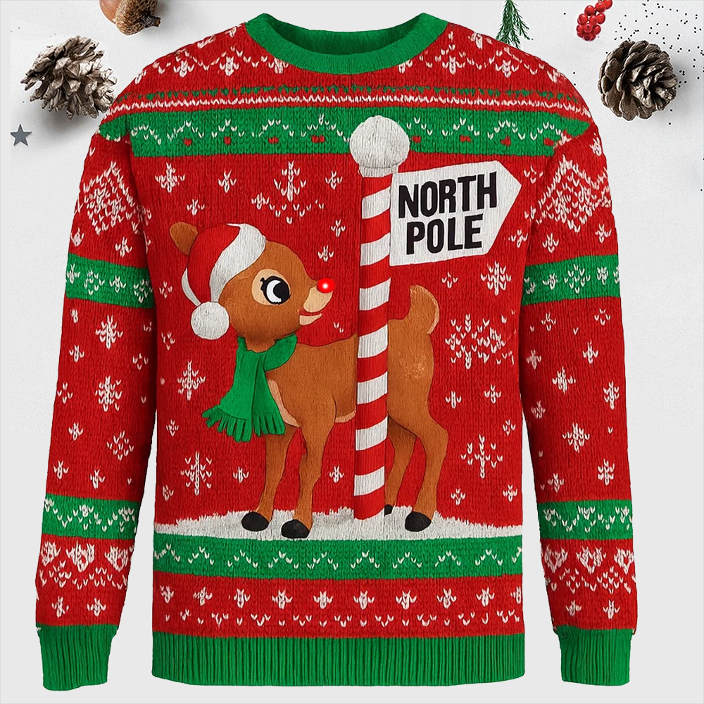 Maturelion Rudolph The Red-Nosed Reindeer Funny Christmas Ugly Sweater