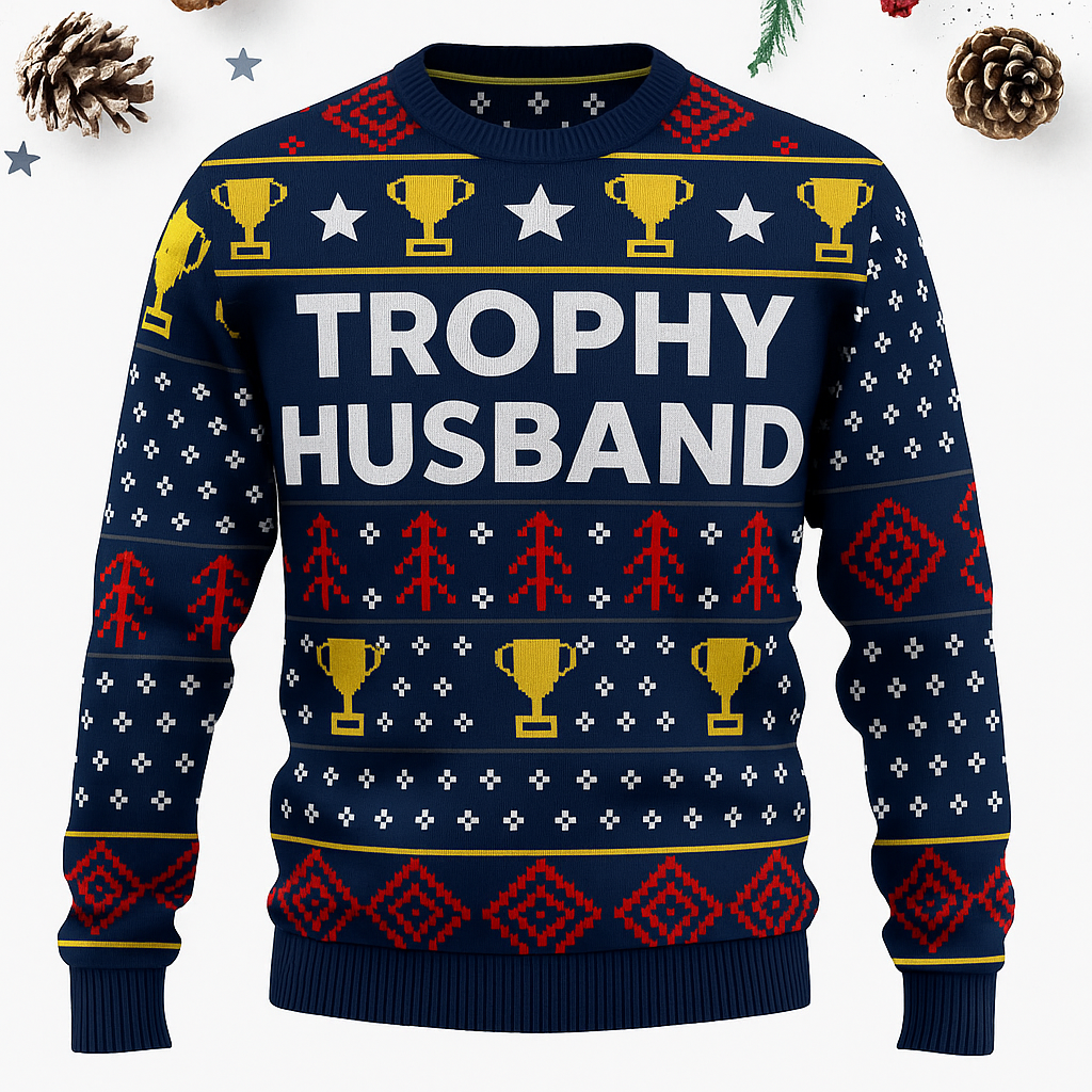 Maturelion Trophy Husband Funny Christmas Ugly Sweater