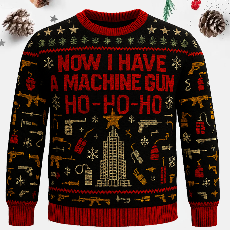 Maturelion Now I Have A Machine Gun Ugly Sweater