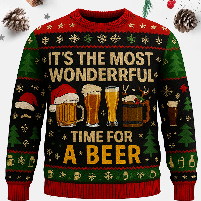 Maturelion It’s The Most Wonderful Time For A Beer Christmas Ugly Sweater