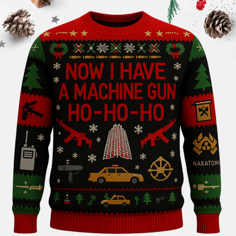 Maturelion Now I Have A Machine Gun Christmas Ugly Sweater
