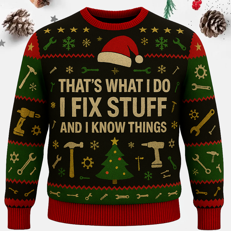 Maturelion That's What I Do I Fix Stuff And I Know Things Ugly Sweater