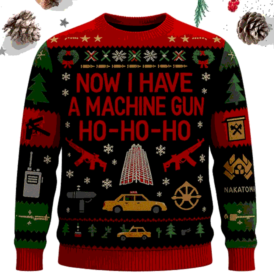 Maturelion Now I Have A Machine Gun Christmas Ugly Sweater