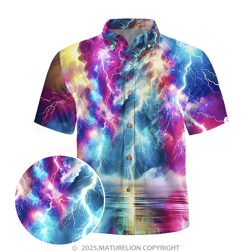 Matreulion Men's Aloha Shirts Rainstorm Hawaiian Shirt