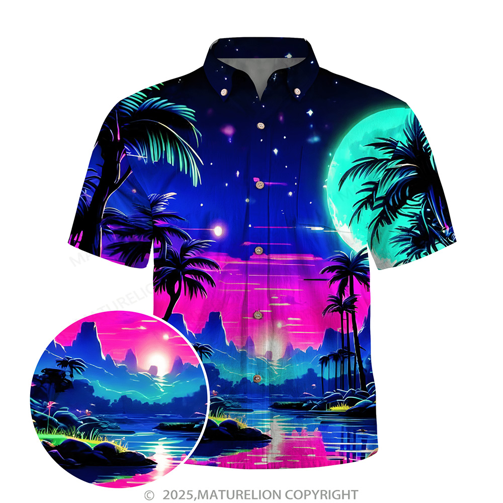 Matreulion Men's Aloha Shirts Coconut Tree Hawaiian Shirt