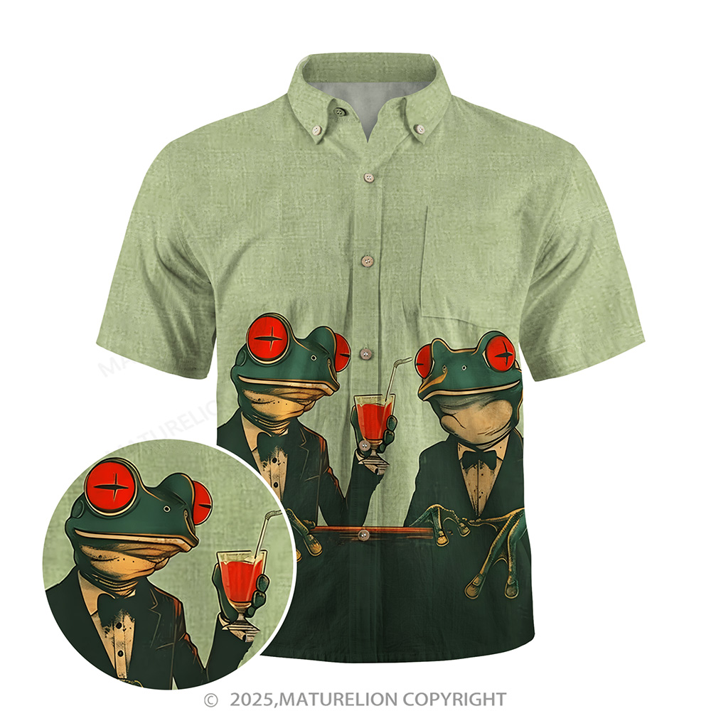 Maturelion Men's Aloha Shirts Animal Graphic Art Print Hawaiian Shirt