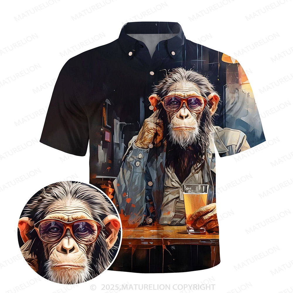 Maturelion Aloha Shirts Animal Illustration Graphic Hawaiian Shirt
