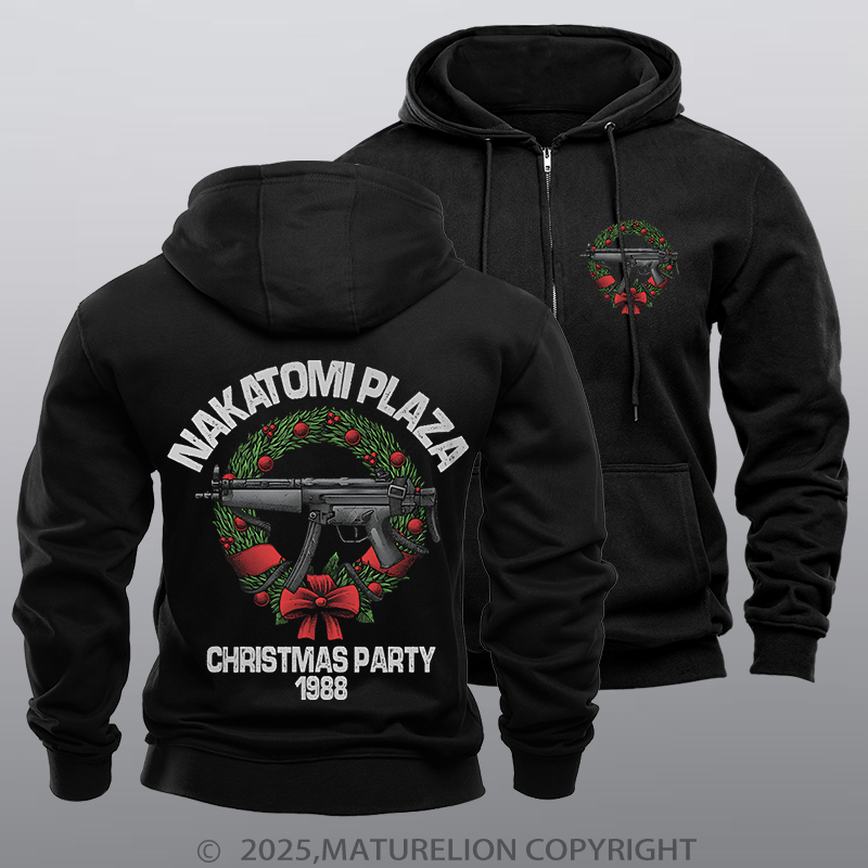 Maturelion Men's Hoodie Nakatomi Plaza Christmas Party Fleece Zipper Hoodie