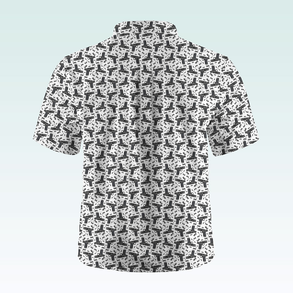 Maturelion Men's Button Pocket Shirt Gun Graphic Hawaiian Shirt