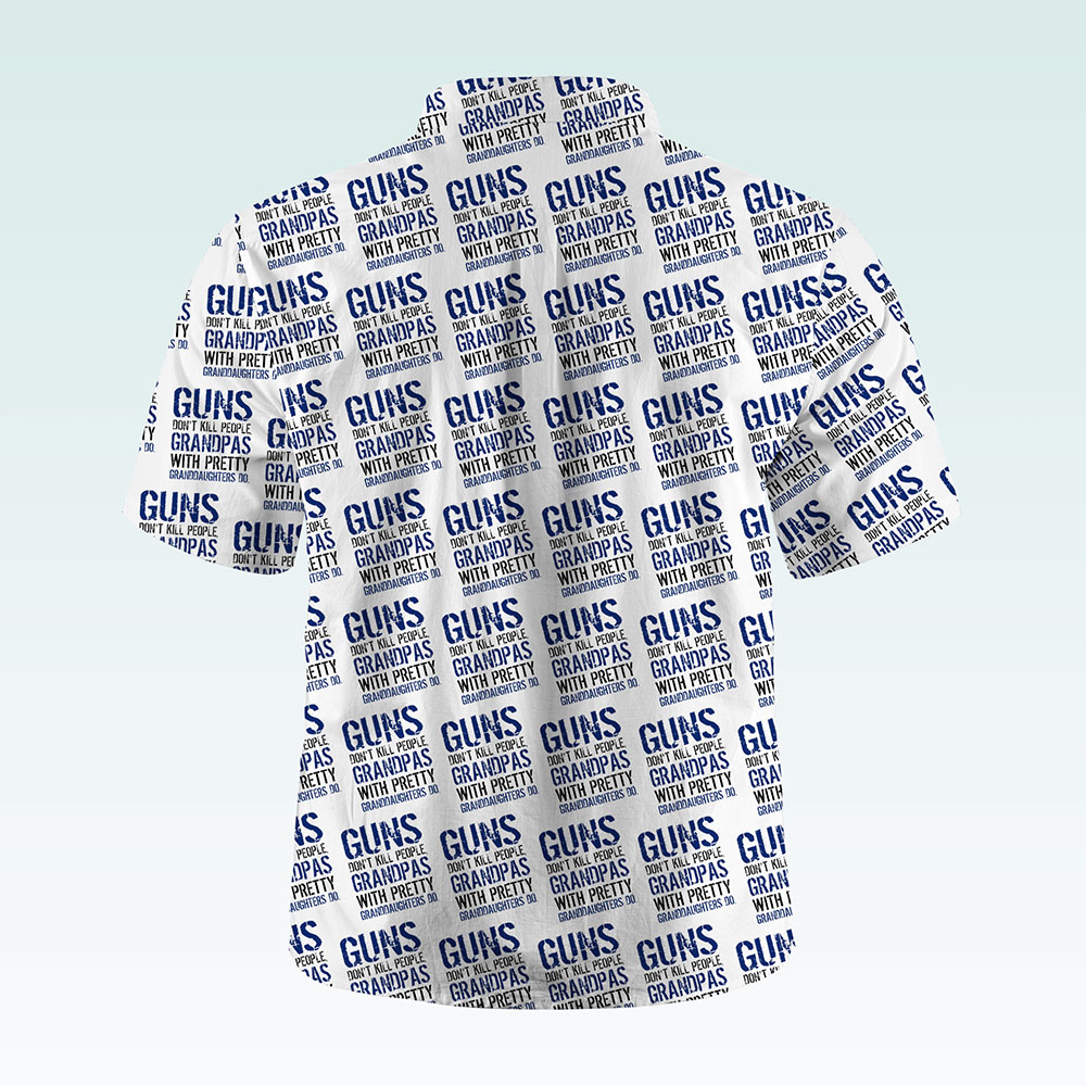 Maturelion Men's Button Pocket ShirtGuns Don't Kill People Dads With Pretty Daughters Do Hawaiian Shirt