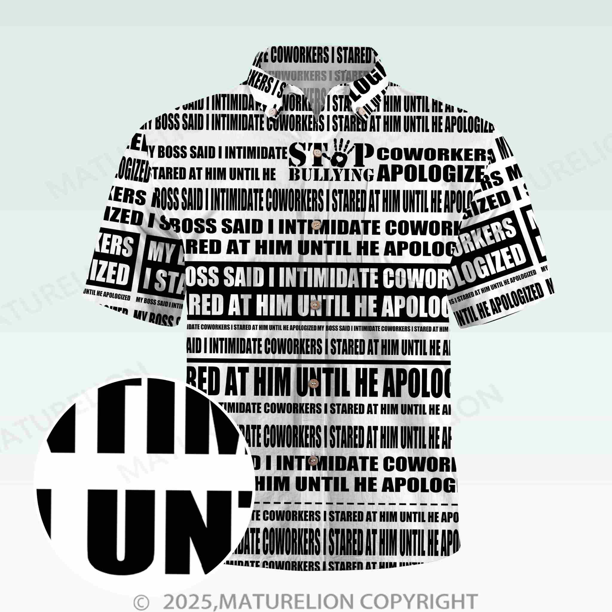 Maturelion Men's Button Pocket ShirtMy Boss Said I Intimidate Coworkers I Stared At Him Until He Apologized Hawaiian Shirt