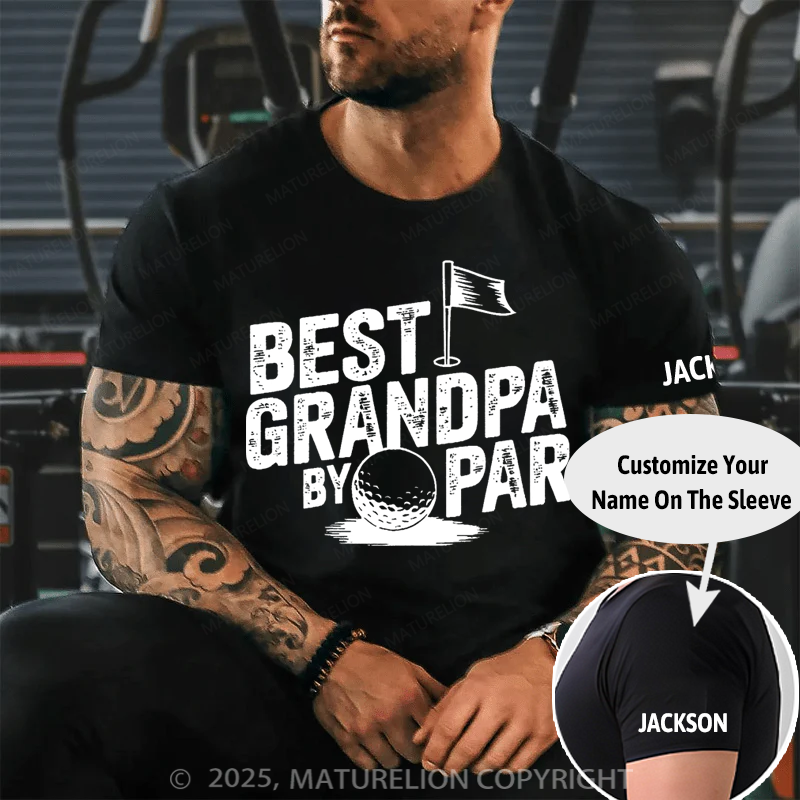 Maturelion Men's T-shirt Best Grandpa By Par Golf Father's Day T-shirt