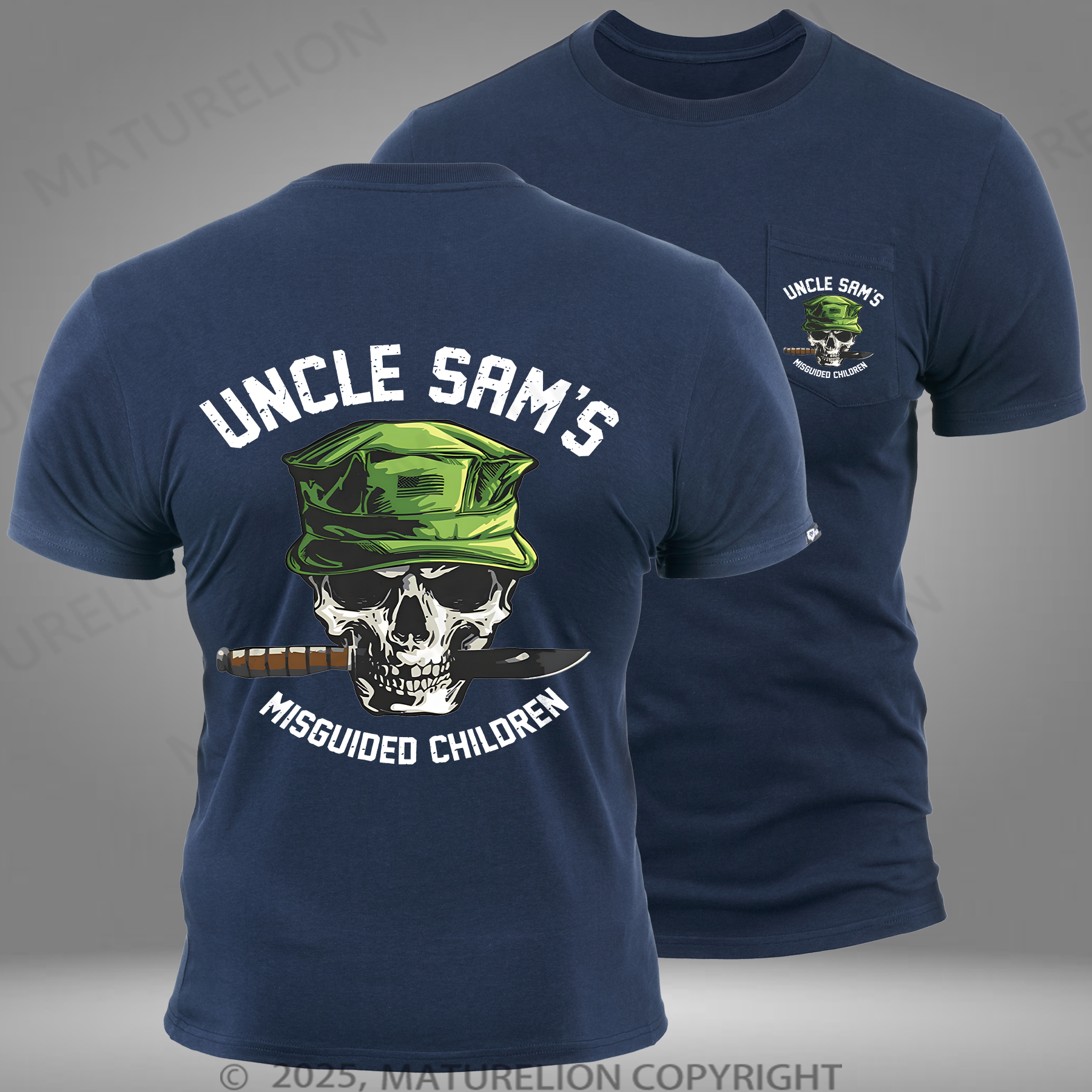 Maturelion Men's T-Shirt Uncle Sam's Misguided Children Pocket T-shirt