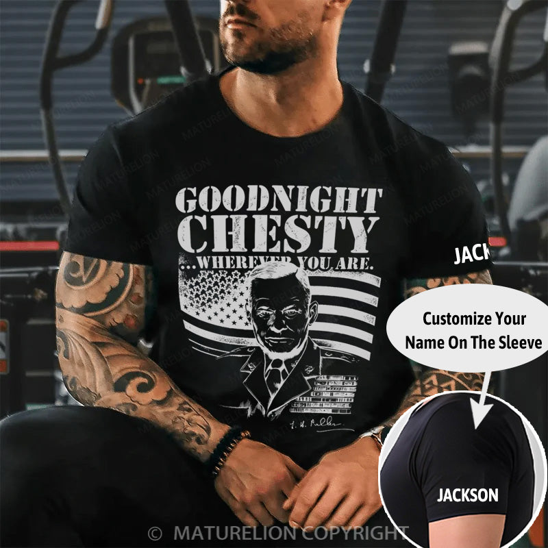 Maturelion Men's T-shirt Goodnight Chesty Cotton T-shirt