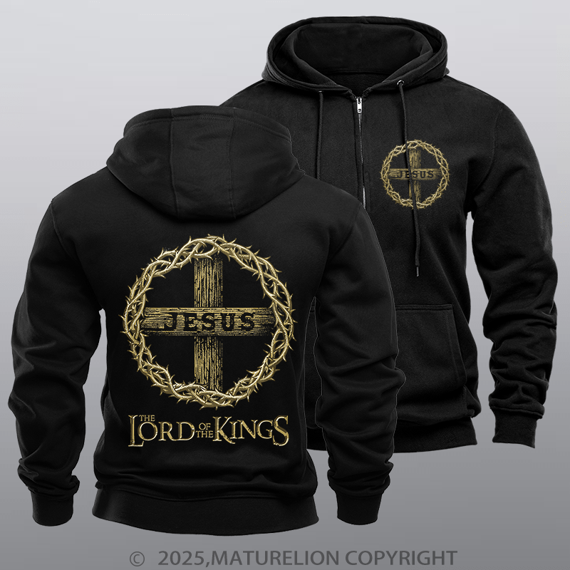Maturelion Men's Hoodie Lord Of The Kings Fleece Zipper Hoodie
