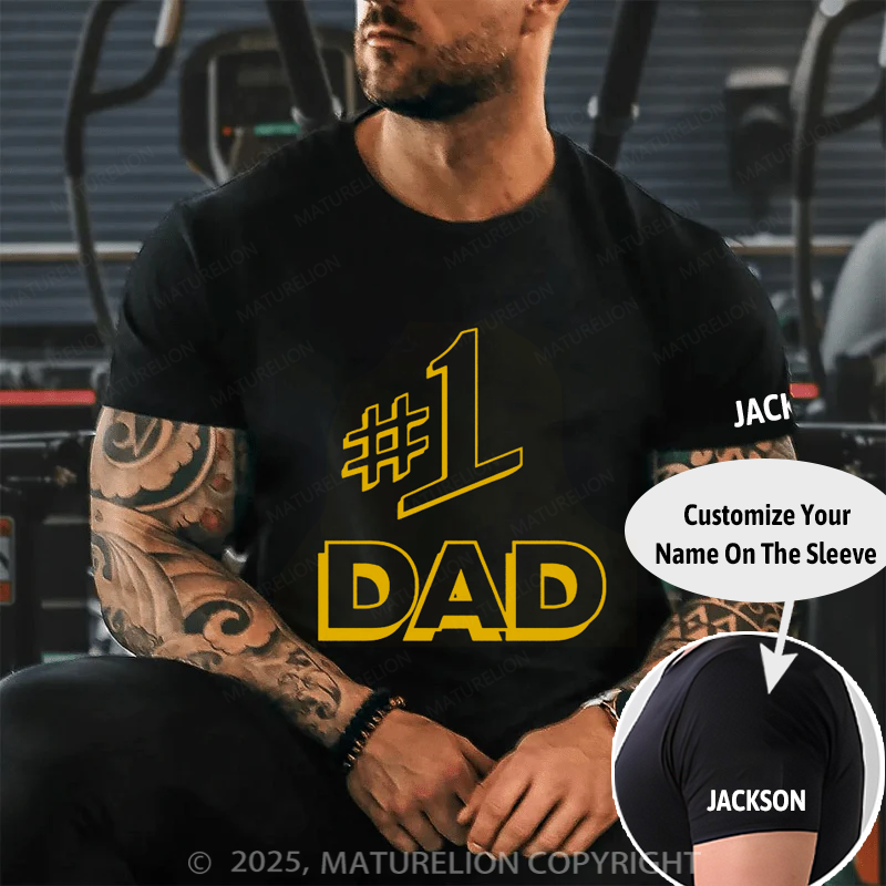 Maturelion Men's T-shirt Number 1 Dad Father's Gift T-shirt