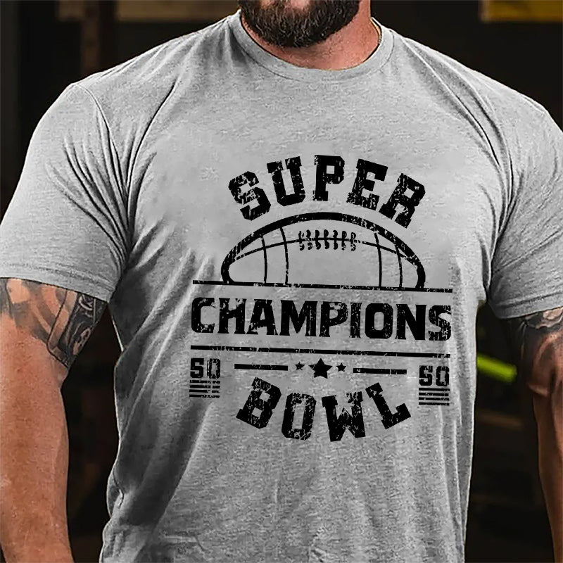 Super Bowl Champions Graphic Cotton T-shirt-Maturelion