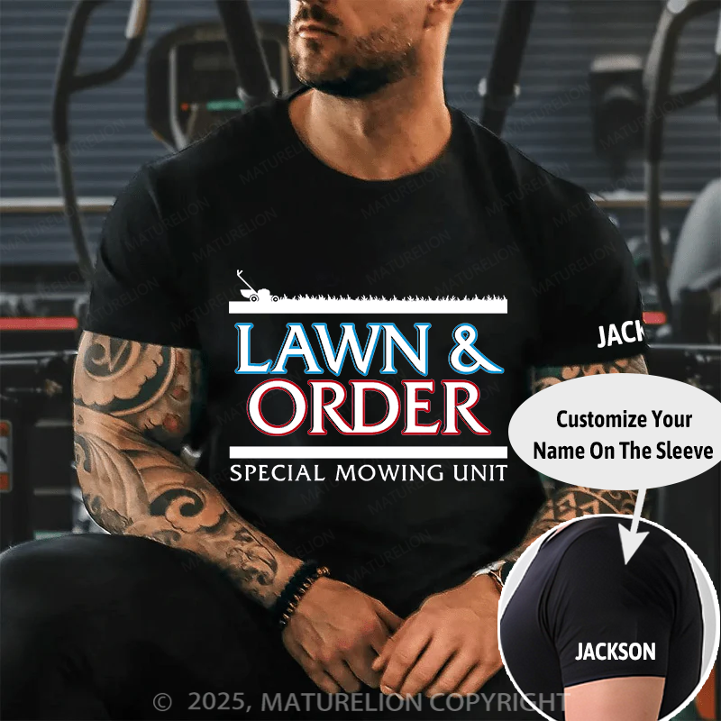 Maturelion Men's T-shirt Lawn & Order Cotton T-shirt