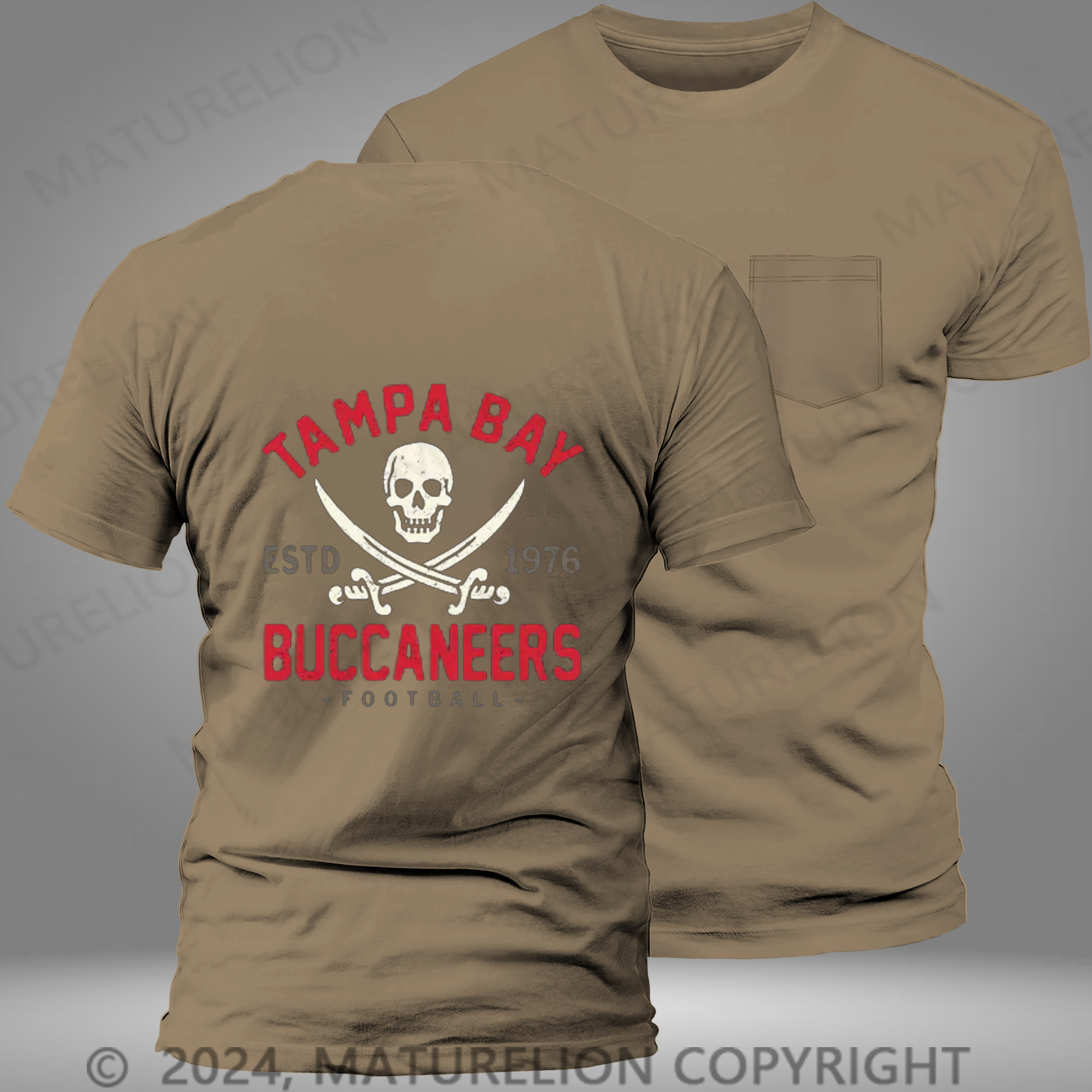 Maturelion Super Bowl  T-Shirt Retro Tampa Bay Buccaneers by Buck Pocket T-shirt