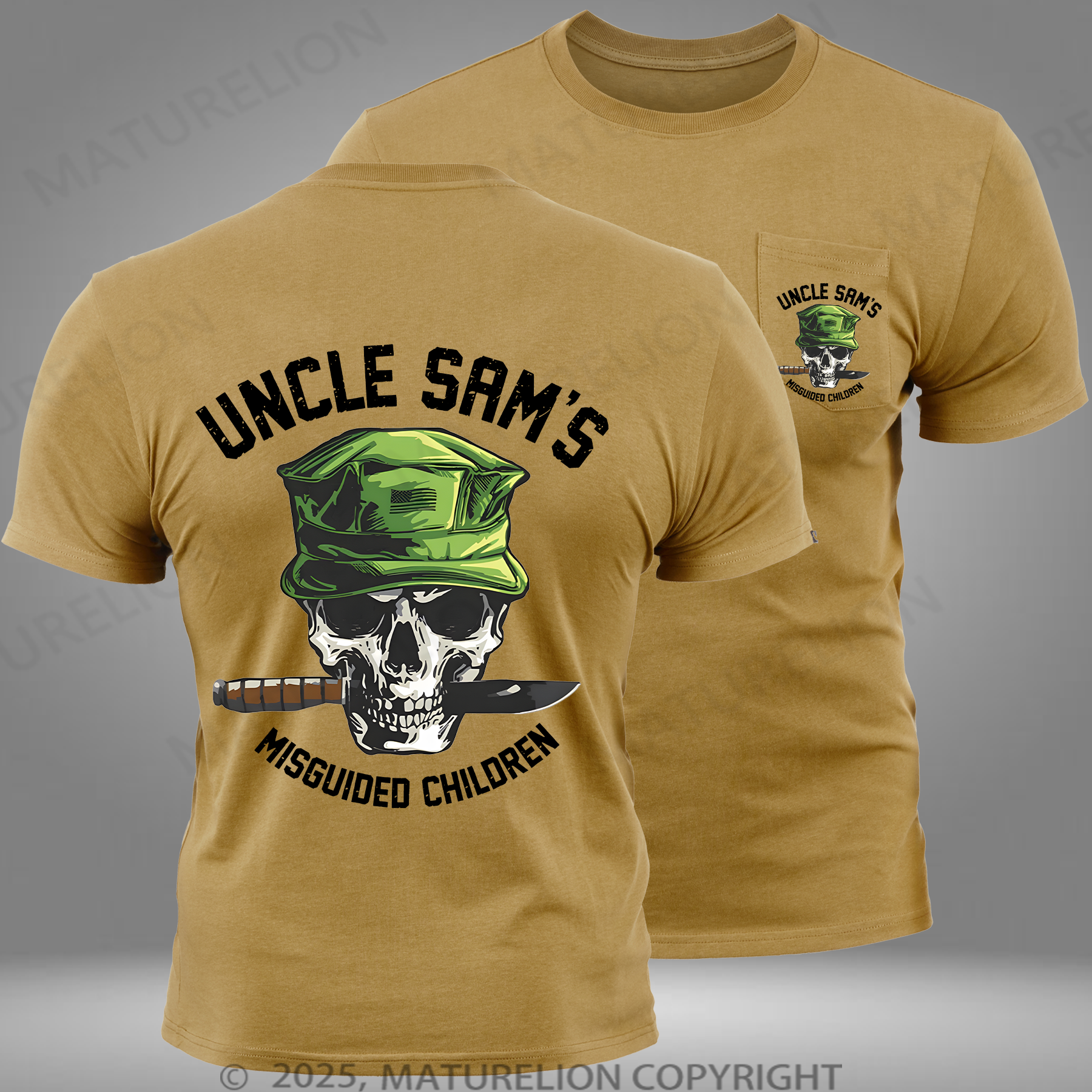 Maturelion Men's T-Shirt Uncle Sam's Misguided Children Pocket T-shirt