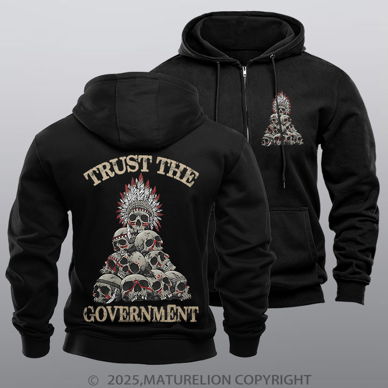 Maturelion Men's Hoodie Men's Hoodie Trust The Government Fleece Zipper Hoodie
