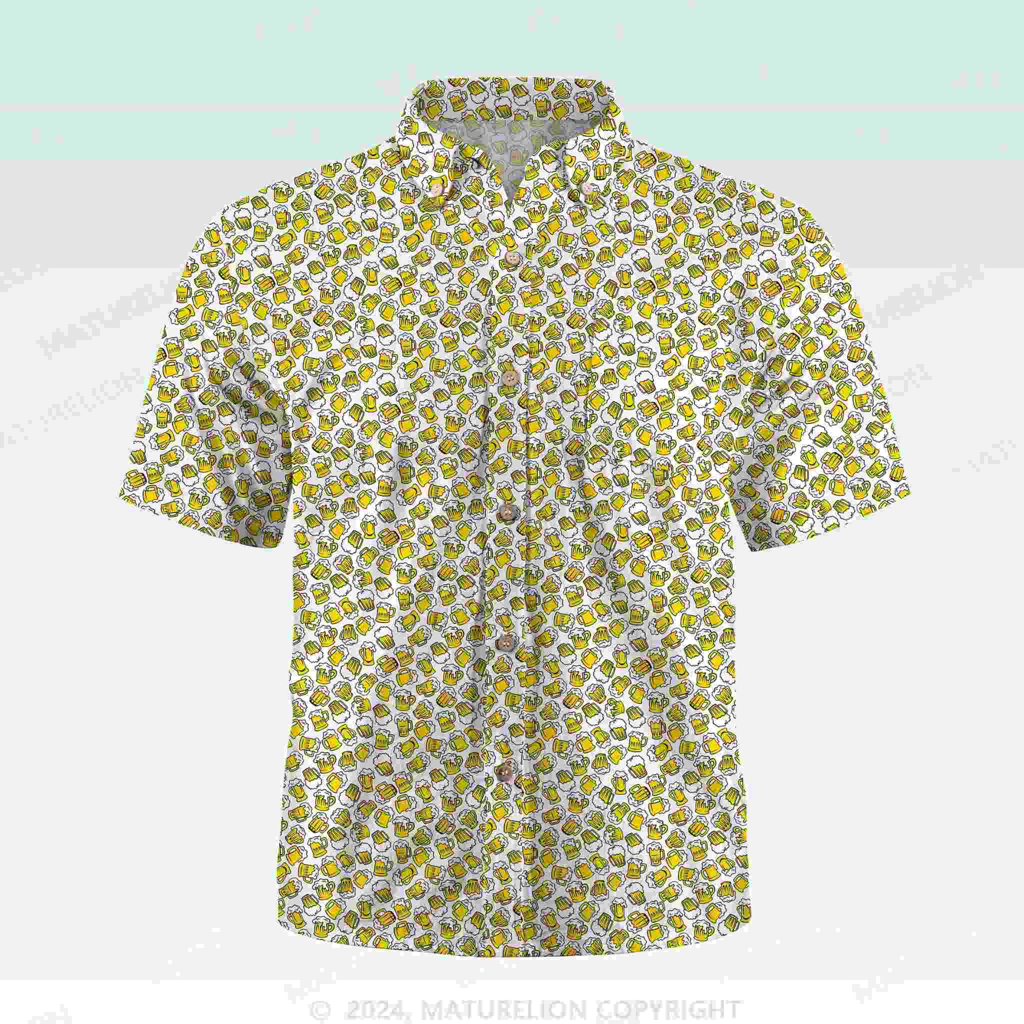 Maturelion Men's Button Pocket ShirtLiquor Funny Hawaiian Shirt