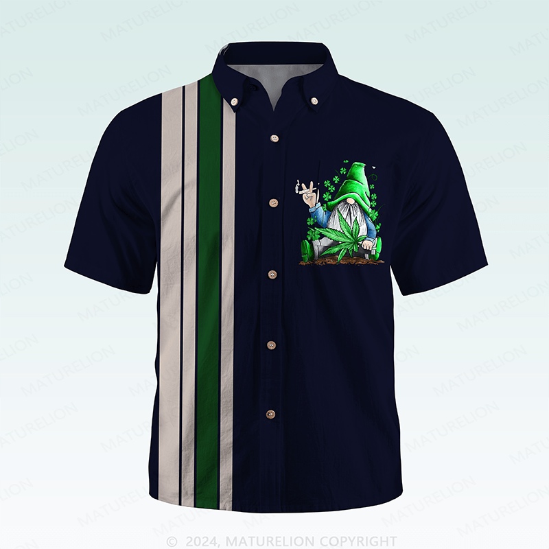 Maturelion St. Patrick's Button Pocket ShirtLucky Tropical Vibes from the 50s Hawaiian Shirt