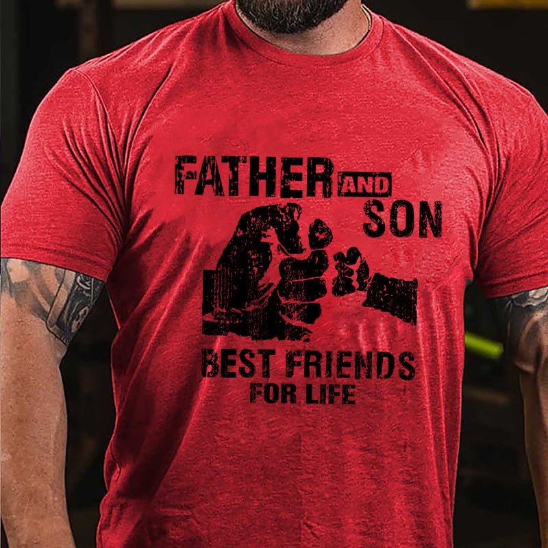 Father And Son Best Friends For Life Father's Day Graphic Cotton T-shirt-Maturelion