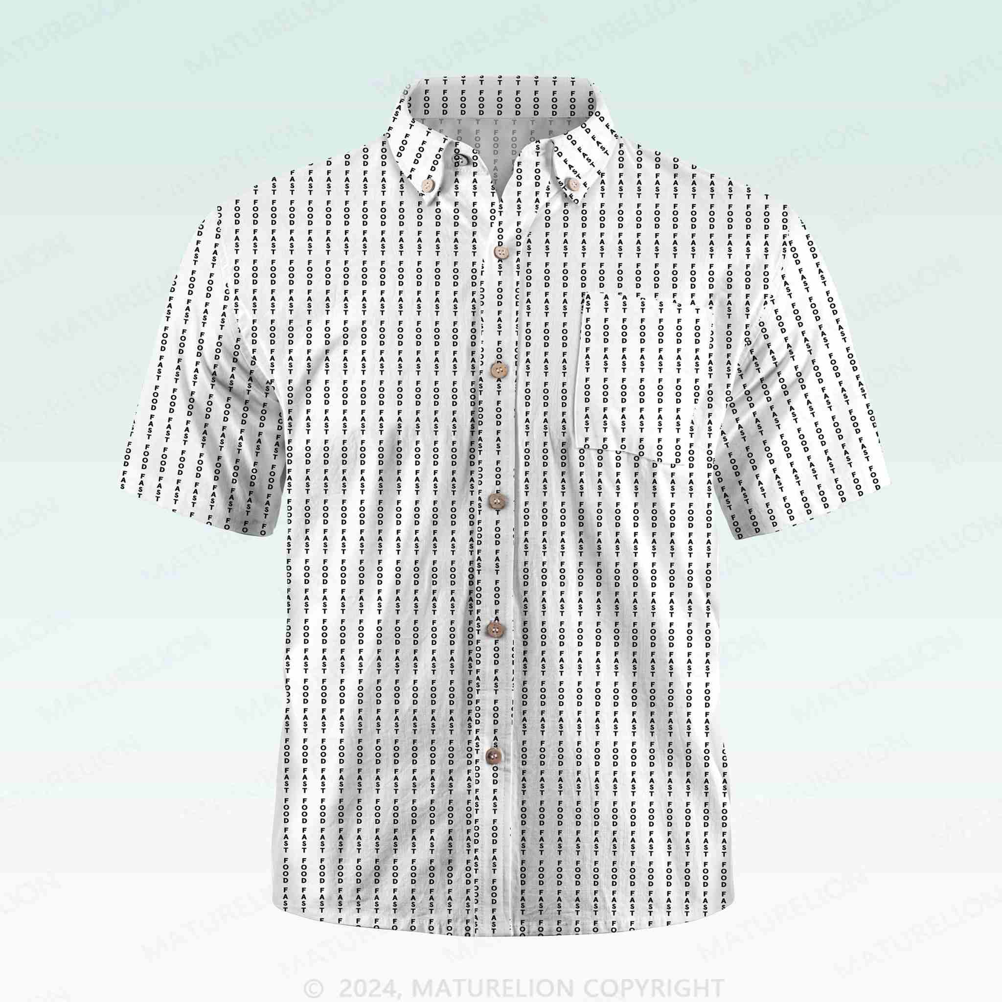Maturelion Men's Button Pocket ShirtFast Food Hawaiian Shirt