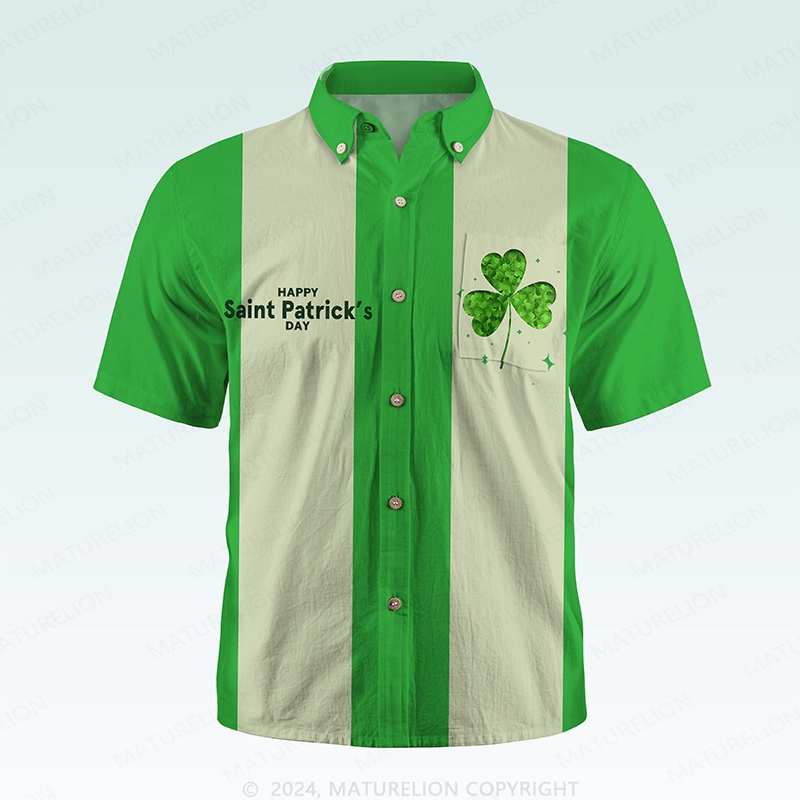 Maturelion St. Patrick's Button Pocket ShirtVintage Shamrock Edition Hawaiian Shirt