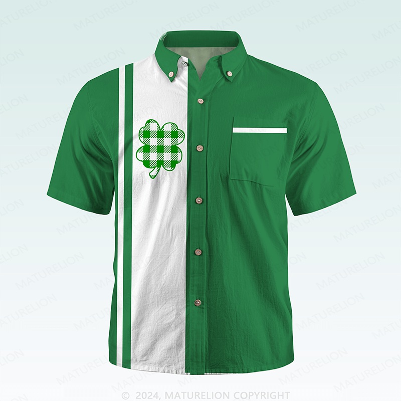 Maturelion St. Patrick's Button Pocket ShirtVintage Island Luck Hawaiian Shirt