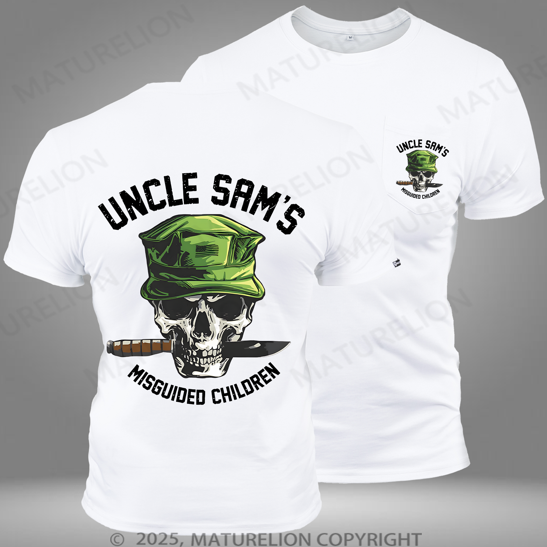 Maturelion Men's T-Shirt Uncle Sam's Misguided Children Pocket T-shirt