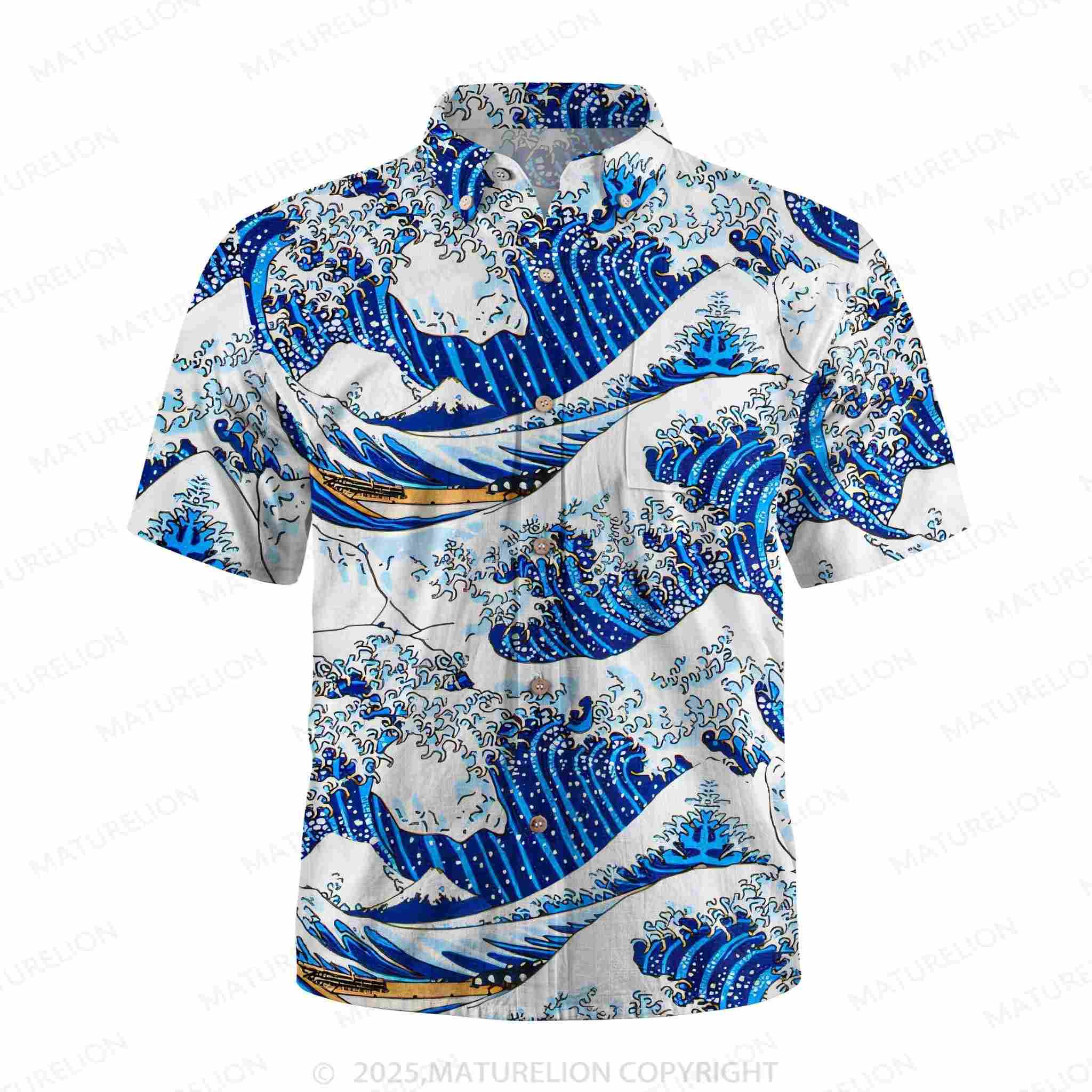 Maturelion Great Wave off Kanagawa Hawaiian Shirt