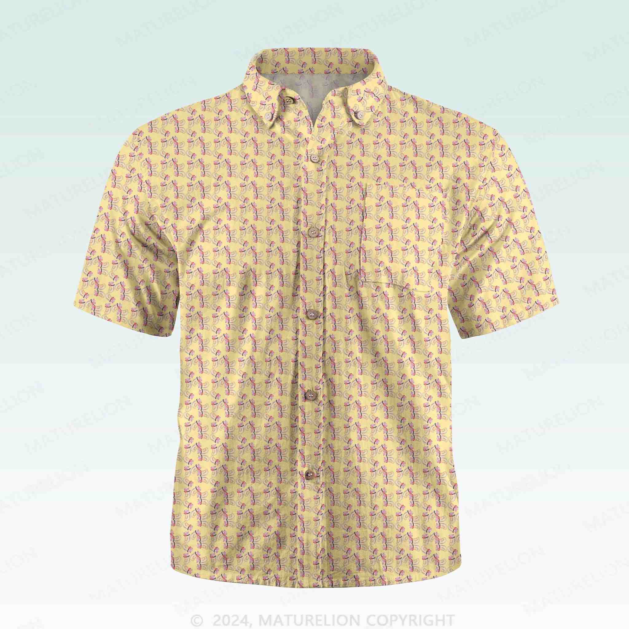 Maturelion Men's Button Pocket ShirtInnuendo Beach Hawaiian Shirt